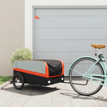 Remorcă de marfă pentru biciclete negru/portocaliu 45 kg fier - Img 1