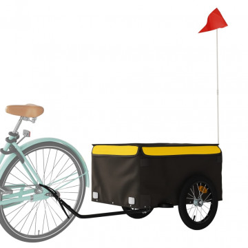 Remorcă de marfă pentru biciclete, negru și galben, 45 kg, fier - Img 3