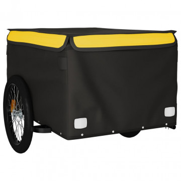 Remorcă de marfă pentru biciclete, negru și galben, 45 kg, fier - Img 4