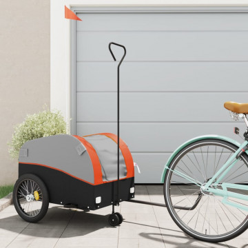 Remorcă pentru biciclete, negru și portocaliu, 45 kg, fier - Img 1