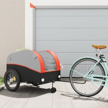 Remorcă pentru biciclete, negru și portocaliu, 45 kg, fier - Img 1