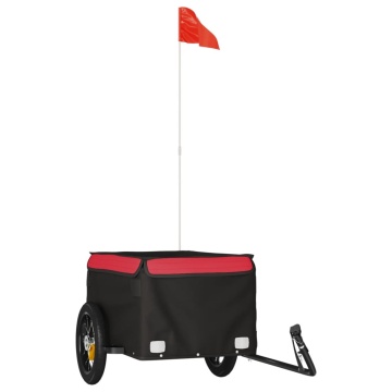 Remorcă pentru biciclete, negru și roșu, 30 kg, fier - Img 2