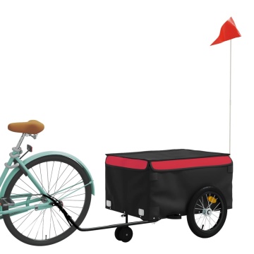 Remorcă pentru biciclete, negru și roșu, 45 kg, fier - Img 3