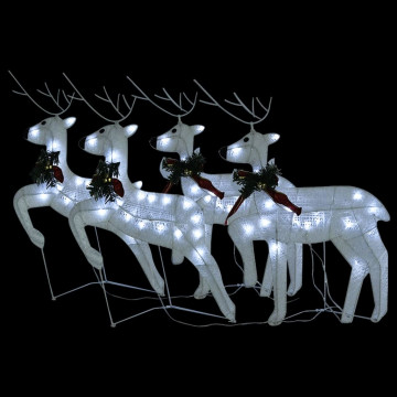 Reni de Crăciun, 4 buc., alb, 80 LED-uri - Img 3