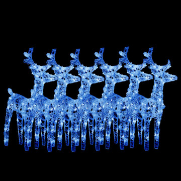 Reni de Crăciun, 6 buc., albastru, 240 LED-uri, acril - Img 2