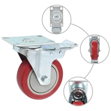 Roți pivotante cu frâne duble, 4 buc., 100 mm - Img 2