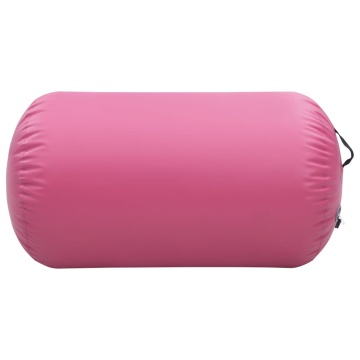 Rulou de gimnastică gonflabil cu pompă, roz, 100 x 60 cm, PVC - Img 2