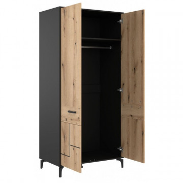 S-LINE SL08 Dulapul cu două uși 2D BLACK/OAK EVOKE - Img 6