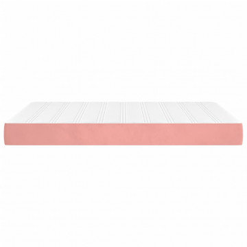 Saltea de pat cu arcuri, roz, 140x190x20 cm, catifea - Img 4