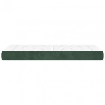 Saltea de pat cu arcuri, verde închis, 90x200x20 cm, catifea - Img 4