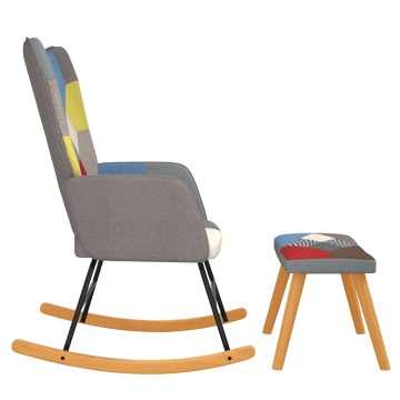 Scaun balansoar cu taburet, mozaic, material textil - Img 4