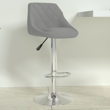 Scaun de bar, gri deschis, catifea - Img 1