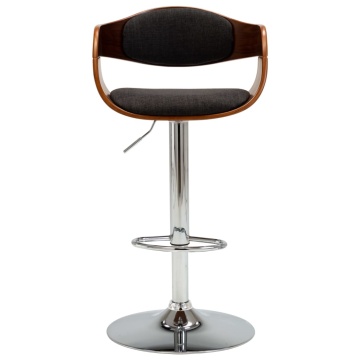 Scaun de bar, gri, lemn curbat și material textil - Img 2