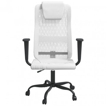 Scaun de birou, alb, plasă textilă și piele ecologică - Img 3