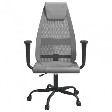Scaun de birou, gri, plasă textilă și piele ecologică - Img 3