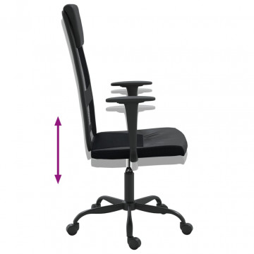 Scaun de birou, negru, plasă textilă și piele ecologică - Img 5