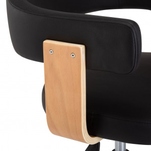 Scaun de birou pivotant, negru, lemn curbat și piele ecologică - Img 5