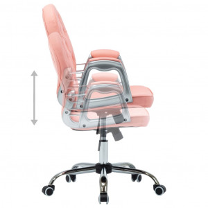 Scaun de birou rotativ, roz, piele ecologică - Img 5