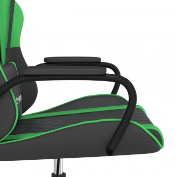 Scaun de gaming de masaj, negru și verde, piele ecologică - Img 7