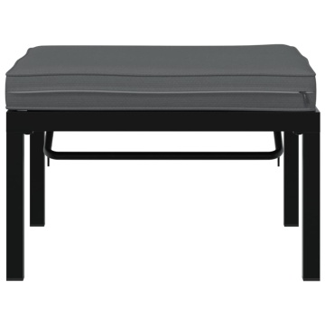 Scaun de grădină cu pernă, negru, aluminiu - Img 4