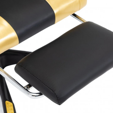 Scaun de racing suport picioare auriu/negru piele ecologică - Img 5