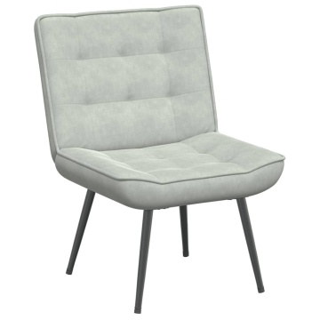 Scaun de relaxare cu taburet, gri deschis, catifea - Img 4