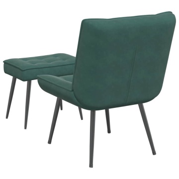 Scaun de relaxare cu taburet, verde închis, catifea - Img 7