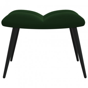 Scaun de relaxare cu taburet, verde închis, catifea - Img 6