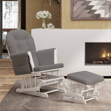 Scaun de relaxare glisant cu taburet, gri închis, textil - Img 1