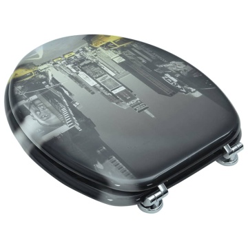 Scaun de toaletă cu capac din MDF, design din porțelan - Img 4