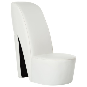 Scaun, design toc înalt, alb, piele ecologică - Img 1
