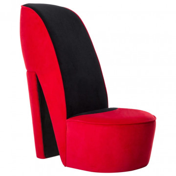 Scaun în formă de pantof cu toc, roșu, catifea - Img 1
