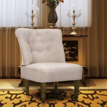 Scaun în stil franțuzesc, crem, material textil - Img 1