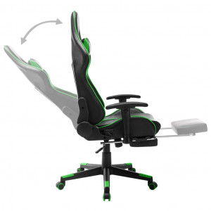 Scaun jocuri cu suport picioare, negru/verde, piele artificială - Img 5
