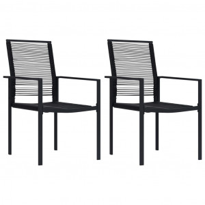 Scaune de grădină, 2 buc., negru, ratan PVC - Img 1