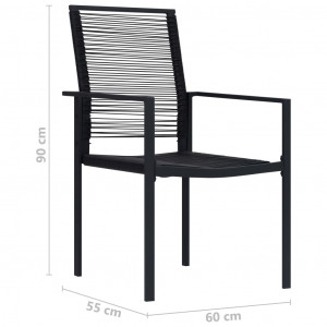 Scaune de grădină, 2 buc., negru, ratan PVC - Img 7