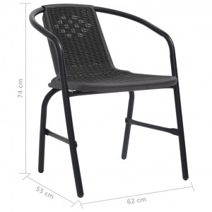 Scaune de grădină, 2 buc., ratan din plastic și oțel, 110 kg - Img 7