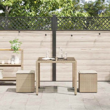 Scaune de grădină cu perne 2 buc Bej 40x40x43 cm Poly Ratan - Img 3