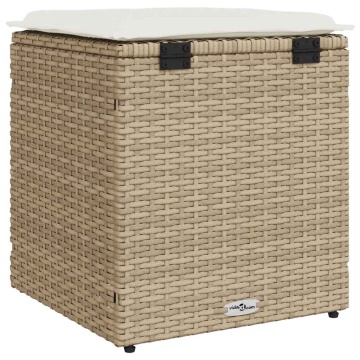 Scaune de grădină cu perne 2 buc Bej 40x40x43 cm Poly Ratan - Img 7