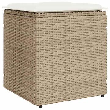 Scaune de grădină cu perne 2 buc Bej 40x40x43 cm Poly Ratan - Img 8