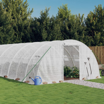 Seră cu cadru din oțel, alb, 24 m², 6x4x2 m - Img 1