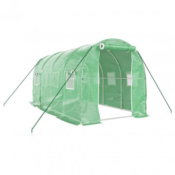 Seră cu cadru din oțel, verde, 8 m², 4x2x2 m - Img 2