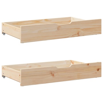Sertare de pat cu roți, 2 buc., 95x55x16 cm, lemn masiv de pin - Img 1
