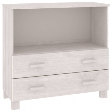 Servantă, alb, 85x35x80 cm, lemn masiv de pin - Img 2
