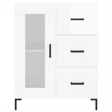 Servantă, alb extralucios, 69,5x34x90 cm, lemn compozit - Img 8