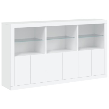Servantă cu lumini LED, alb, 181,5x37x100 cm - Img 3