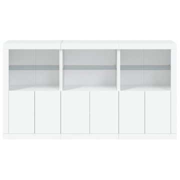 Servantă cu lumini LED, alb, 181,5x37x100 cm - Img 5