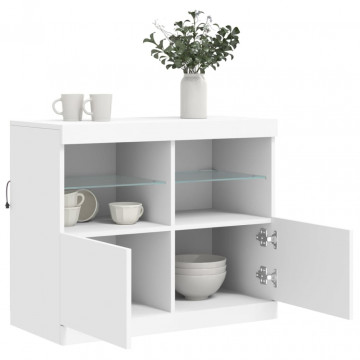 Servantă cu lumini LED, alb, 81x37x67 cm - Img 8