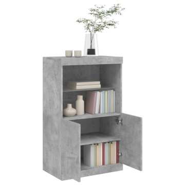 Servantă cu lumini LED, gri beton, 60,5x37x100 cm - Img 8
