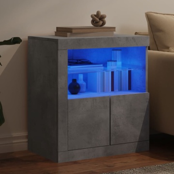 Servantă cu lumini LED, gri beton, 60,5x37x67 cm - Img 4